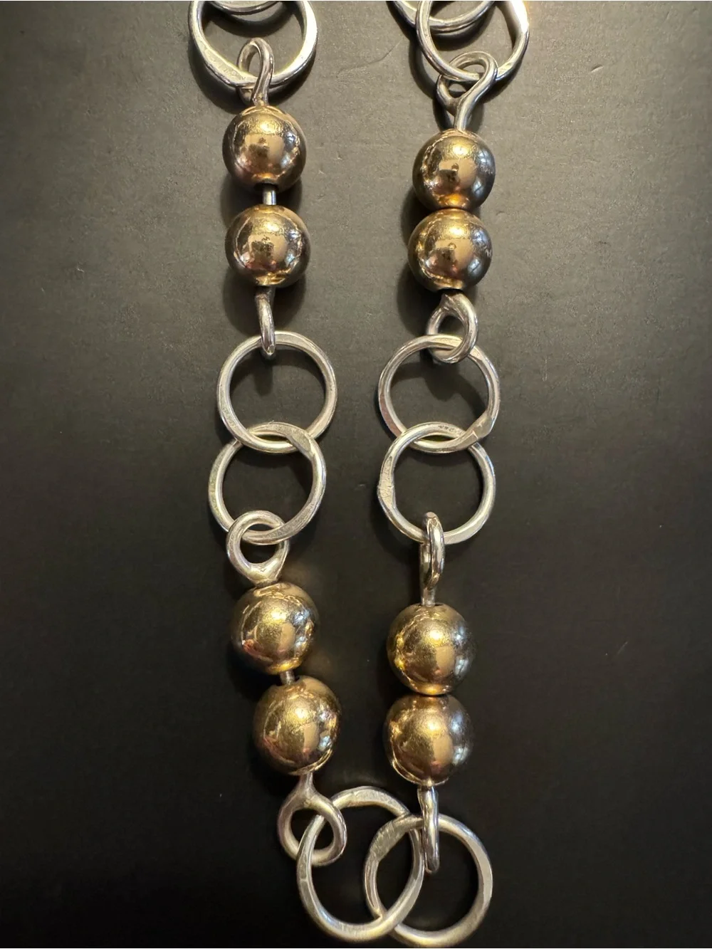 Sterling Silver & Gold Vermeil Bead Link Bracelet - 8.5”